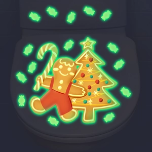 Glow-in-the-dark Christmas tree and gingerbread man wall stickers for festive decor