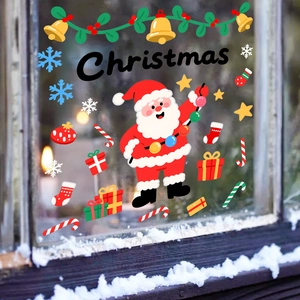 Christmas window decals with Santa Claus and snowflake designs for glass decoration