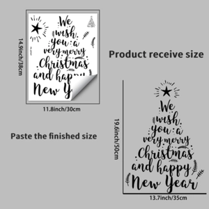 Christmas tree wall sticker with holiday greetings for living room and bedroom decor
