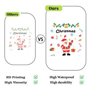 Detailed comparison of HD printing quality and vivid colors on Christmas static stickers
