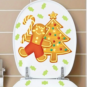 Luminous Christmas tree and gingerbread man wall stickers for festive bathroom home decor