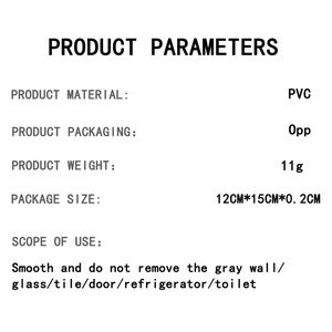 Detailed specifications of PVC luminous wall stickers showing weight, size and material data