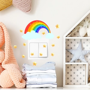 Luminous rainbow and smiling star wall stickers for kids room decor around light switches