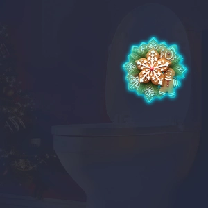 Luminous Christmas gingerbread and snowflake toilet sticker for festive bathroom decor