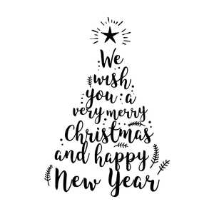 Minimalist black Christmas tree wall sticker with holiday greetings for home decor