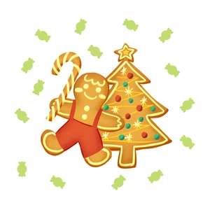 Self-adhesive luminous Christmas tree and gingerbread man wall stickers for home decor