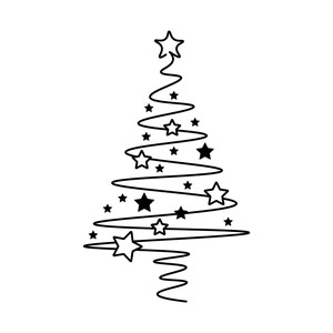 Minimalist Christmas tree wall sticker with black linear stars for festive home decor