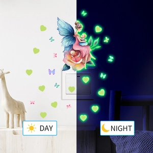 Luminous fairy mother and baby wall sticker showing Day and Night glowing effects