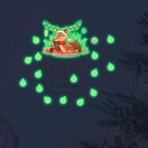 Glow in the dark Christmas reindeer wall sticker set for light switch decoration