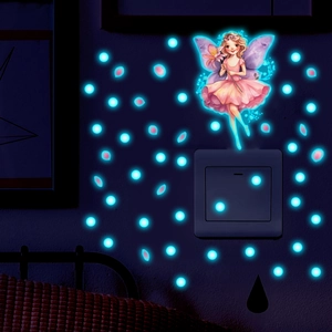 Sticker mural fée lumineuse avec points brillants pour déco de chambre d'enfant