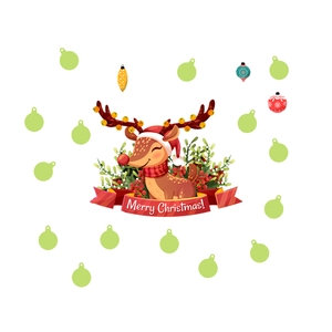 Luminous Christmas reindeer wall sticker with festive hat and Merry Christmas text