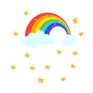 Luminous rainbow and smiling star wall stickers for children bedroom fluorescent decoration