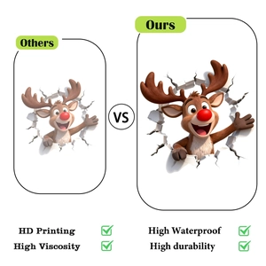 Features of 3D Christmas reindeer wall sticker: HD printing, waterproof and high durability