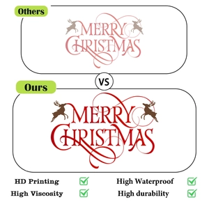 Détail montrant l'impression haute définition et les caractéristiques étanches du sticker Noël