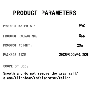 Detailed product parameters for glowing unicorn wall stickers showing dimensions and PVC material