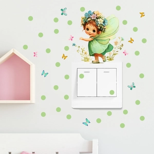 Luminous wall stickers set featuring fairy, butterflies and dots for kids room decor
