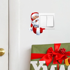 Sticker de Commutateur Père Noël de Noël Décalcomanie Murale en PVC Imperméable pour Chambre Salon Décoration de Maison
