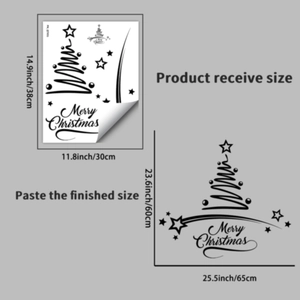 Detailed size guide for Merry Christmas tree wall sticker with 38x30cm layout dimensions