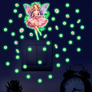 Stickers Muraux Petite Fée Lumineuse Points Brillants Pétales Décalcomanies Fluorescentes En PVC Pour Chambre D'Enfant Salon