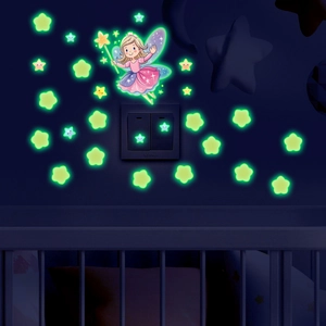 Luminous Cartoon Fairy Stars Wall Decals Glow In The Dark PVC Self Adhesive Fluorescent Stickers For Kids Bedroom Home Decor