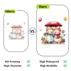 Detail showing high-definition printing and waterproof quality of Christmas snowman stickers
