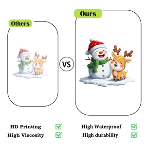 Comparison showing high-definition print quality of Christmas snowman stickers