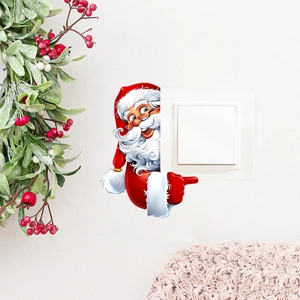 Autocollant mural Père Noël festif pour décoration d'interrupteur chambre et salon
