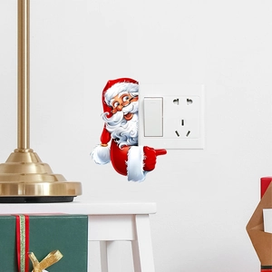 Sticker mural Père Noël pour interrupteur créant une déco festive dans la chambre