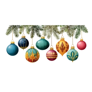 Décoration de Noël avec branche de sapin et boules colorées style aquarelle élégant