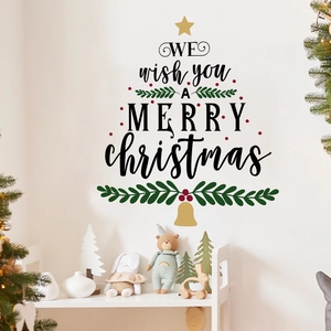 Christmas tree wall sticker with merry christmas text for holiday living room decor