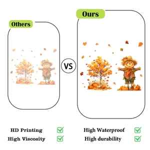 Detail view of HD printing quality and waterproof autumn pumpkin scarecrow stickers