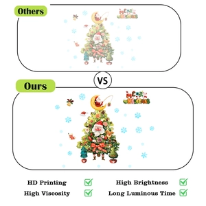 Detailed comparison showing high-definition printing and glow-in-the-dark luminous wall stickers