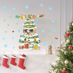 Luminous Christmas tree and snowflake wall decals for festive home decoration