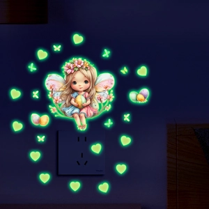 Glow In The Dark Fairy Wall Stickers PVC Luminous Butterfly Heart Easter Egg Decals For Kids Room Bedroom Home Decor
