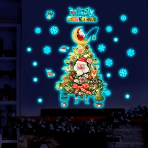 Luminous Christmas tree wall stickers with Merry Christmas light for holiday home decor
