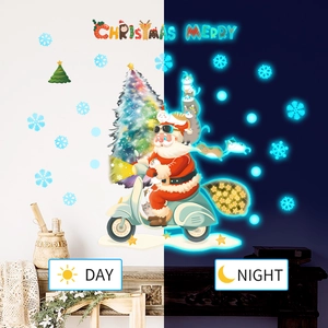 Leuchtende Weihnachts-Wandsticker mit Weihnachtsmann-Motiv und Nachtleuchteffekt