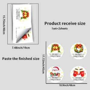 Détails des autocollants de Noël affichant les dimensions et le guide de montage