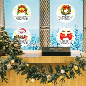 Noël Dessin Animé Père Noël Renne Bonhomme De Neige Fenêtre Statique PVC Autocollants Pour Vitre Porte Vacances Maison Magasin Décor