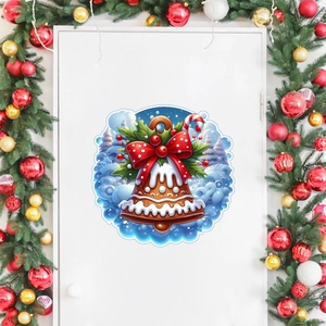 Christmas snowman bell wall sticker for bedroom door decor with gingerbread design