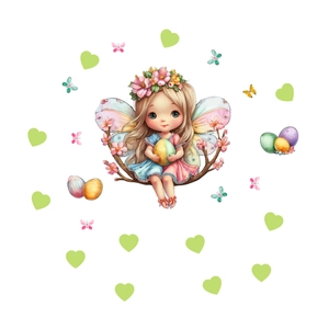 Luminous fairy wall sticker with butterfly wings and Easter eggs for kids bedroom