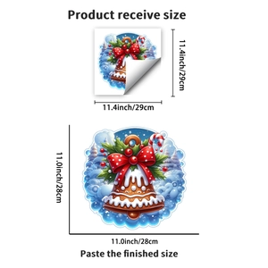 Christmas snowman wall sticker showing received size 29cm and finished size 28cm layout