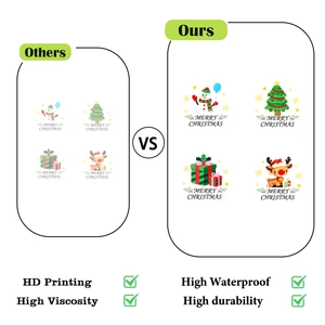 Impression HD et détails étanches des autocollants de Noël avec Père Noël et élan
