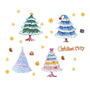 Glow-in-the-dark Christmas tree wall sticker set with stars and gift decor stickers