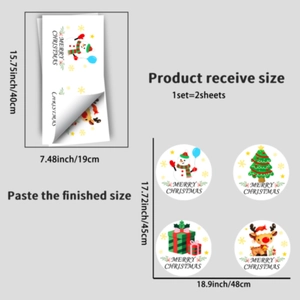 Dimensions des planches 40x19cm pour stickers de Noël avec Père Noël et sapins décoratifs