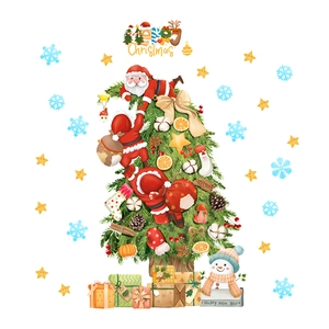 Luminous Christmas tree wall sticker with Santa, snowman and gift boxes for room decor