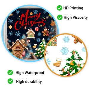Detail of waterproof Christmas stickers with gingerbread house and high-definition printing