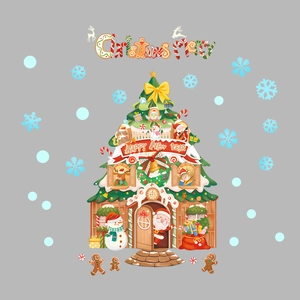 Luminous Christmas tree and Santa wall stickers for festive living room home decoration