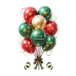 Christmas window static stickers with colorful balloons and Merry Christmas lettering
