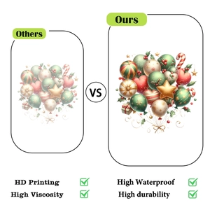 Comparison showing HD printing and high viscosity of Christmas window sticker decals