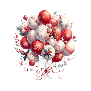 Christmas window decoration kit with red and white festive balloons for holiday displays